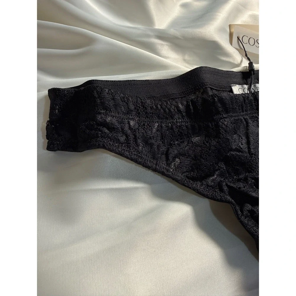 CosaBella Men's Luxury Black Lace G-String Thong  Sheer‎ Designer Underwear M